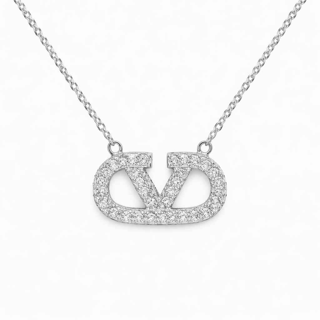 Silver Sparkle Link Pendant Necklace