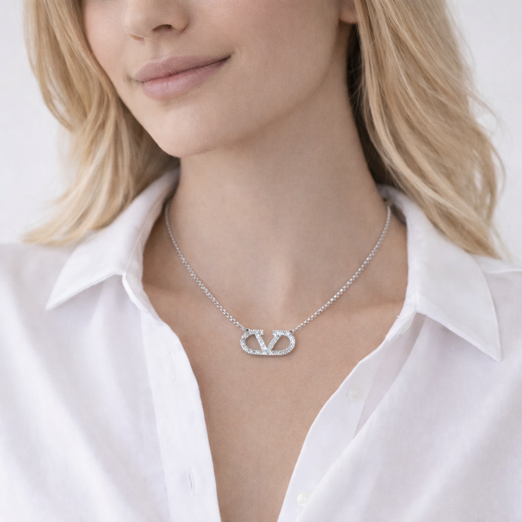 Silver Sparkle Link Pendant Necklace
