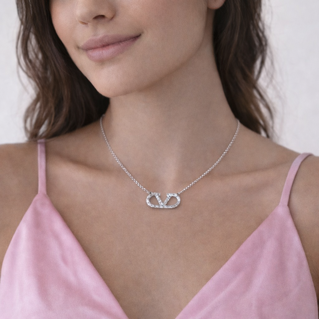 Silver Sparkle Link Pendant Necklace