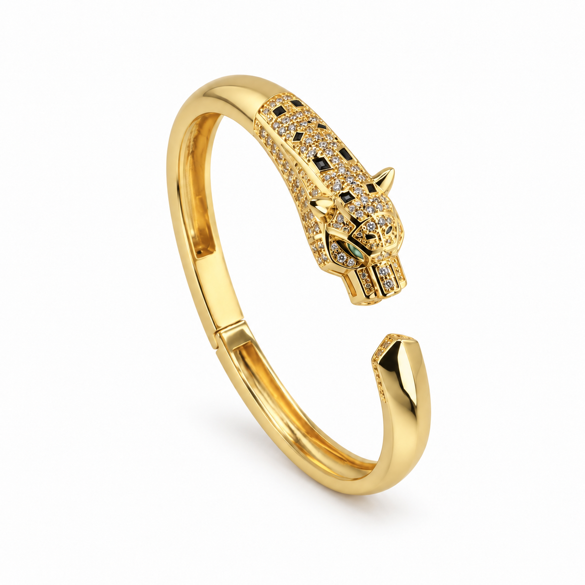 Noir Panther Gold Zircon Cuff Bracelet