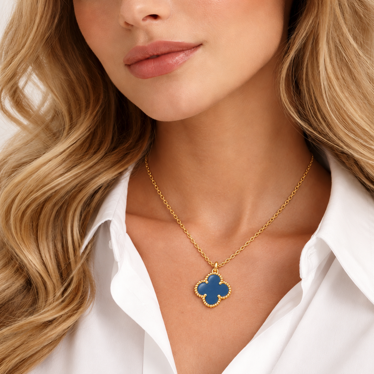 Luxury Blue Clover Necklace