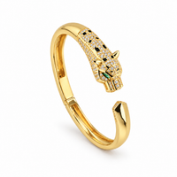 Noir Panther Gold Zircon Cuff Bracelet