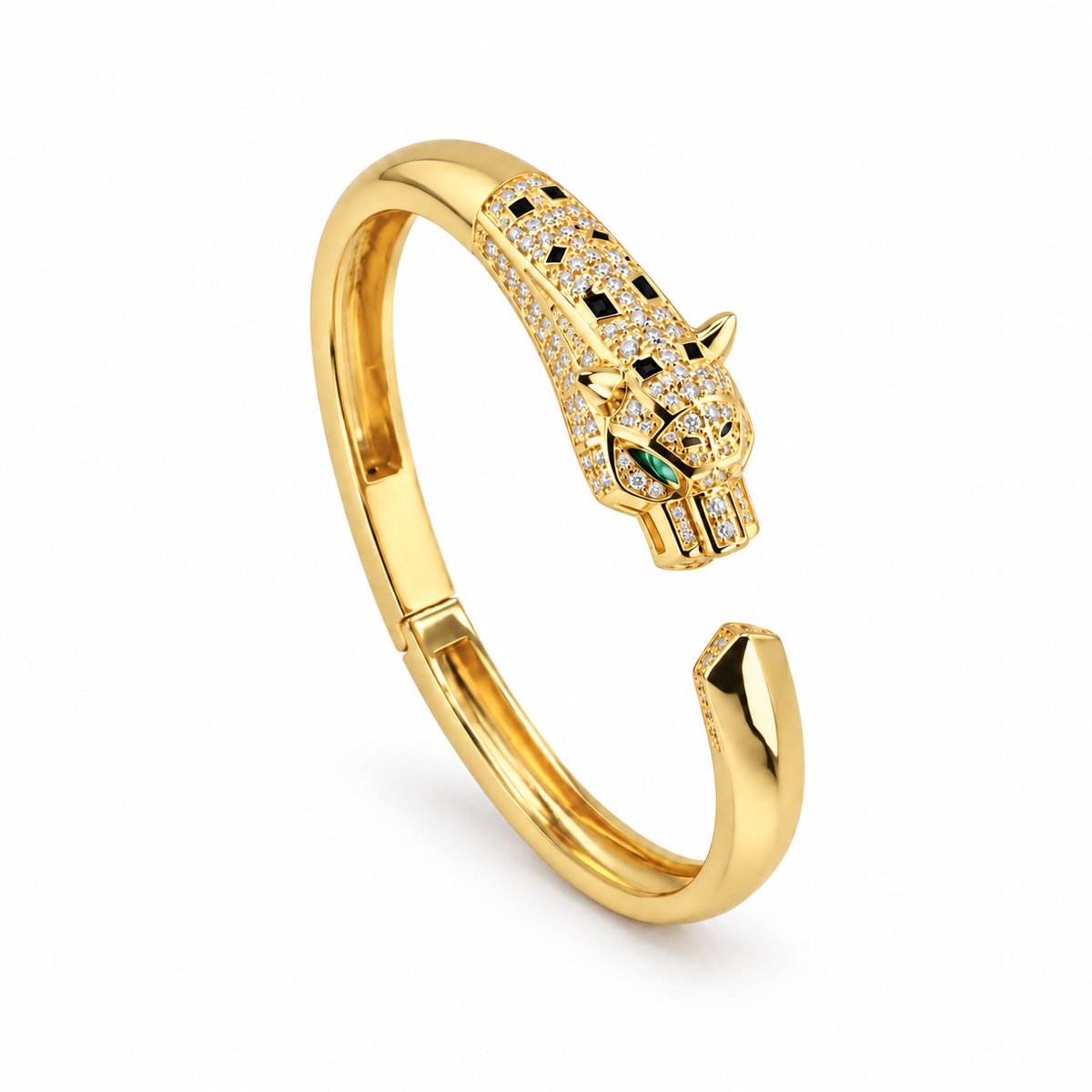 Noir Panther Gold Zircon Cuff Bracelet
