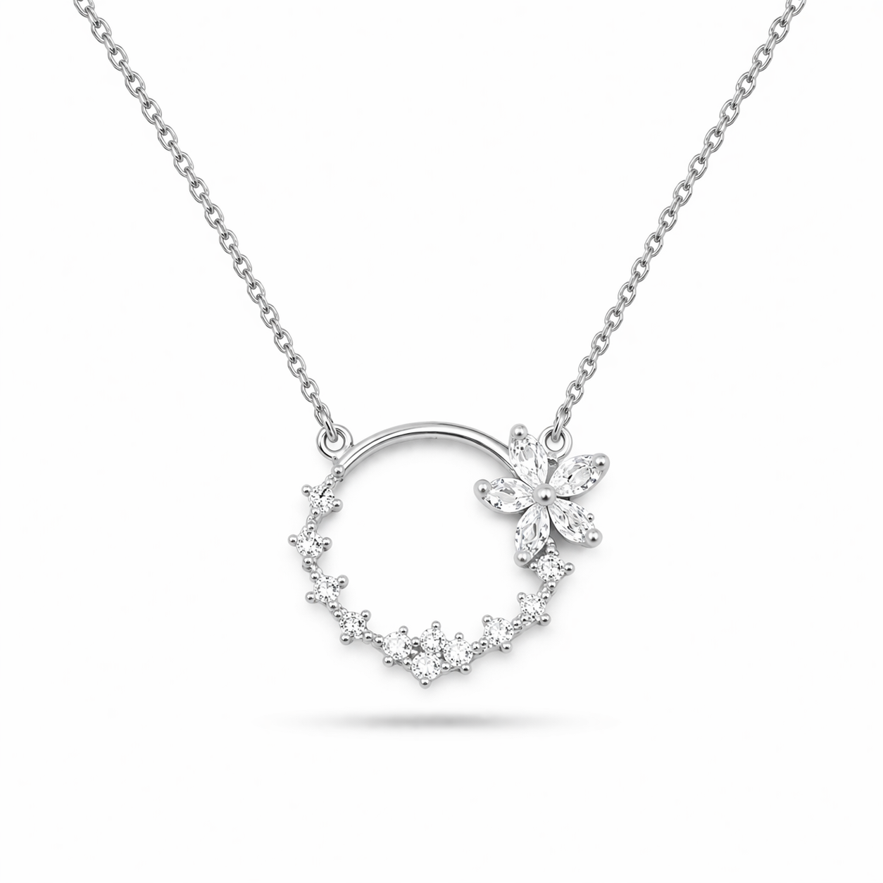Fleur Crystal Circle Necklace