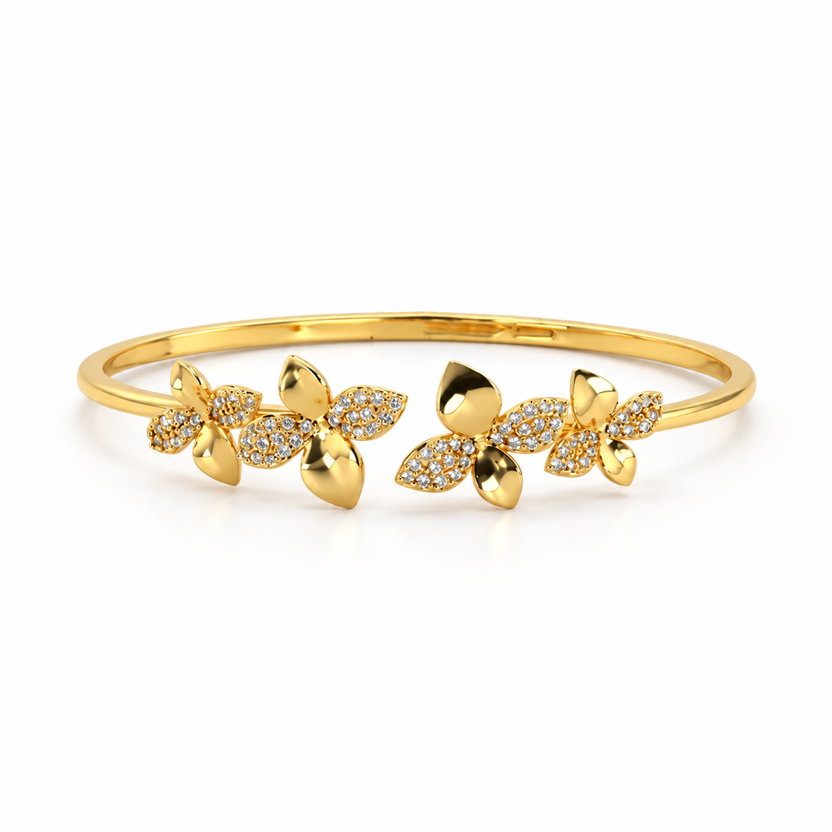 Blossom Crystal Bangle With ring
