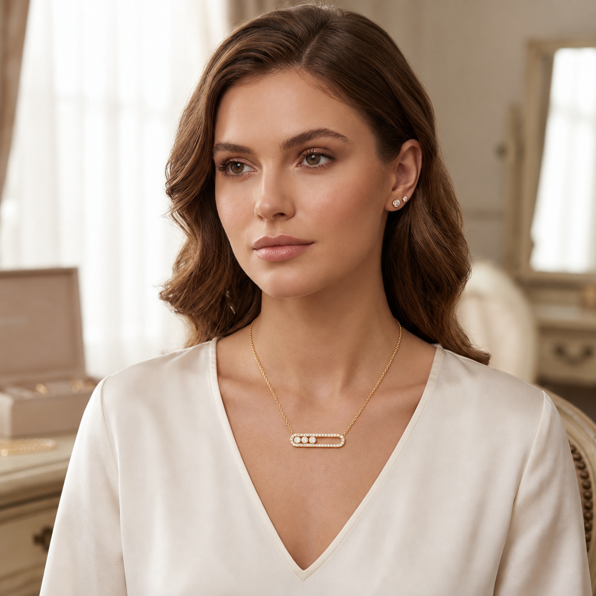 Lumière Pavé Bar Necklace