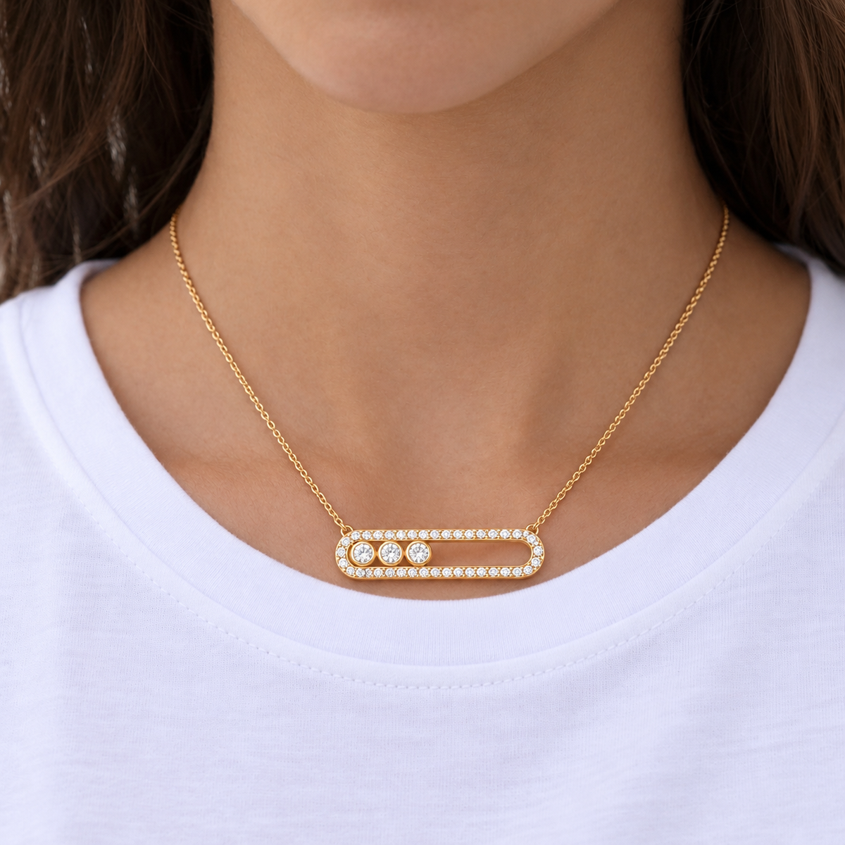 Lumière Pavé Bar Necklace