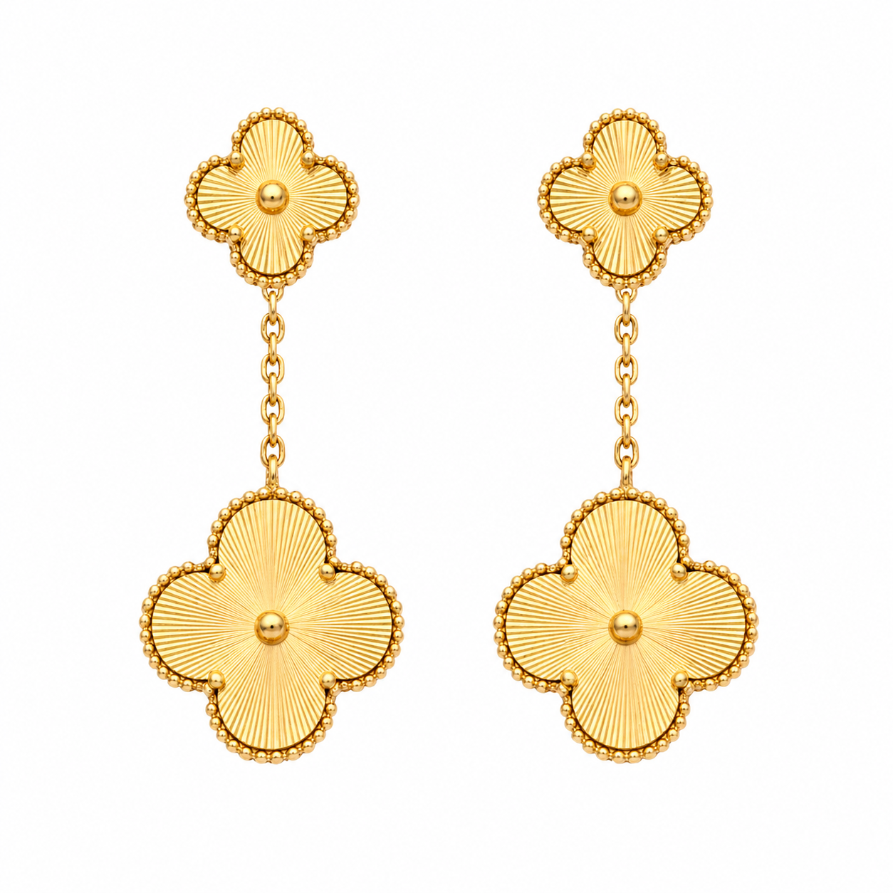 Gold Clover Drop Earrings