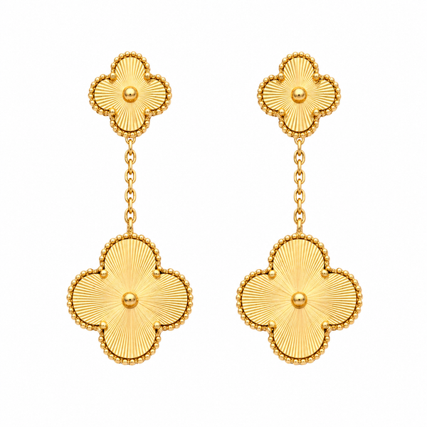 Gold Clover Drop Earrings