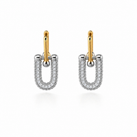 Two-Tone Pavé Drop Earrings
