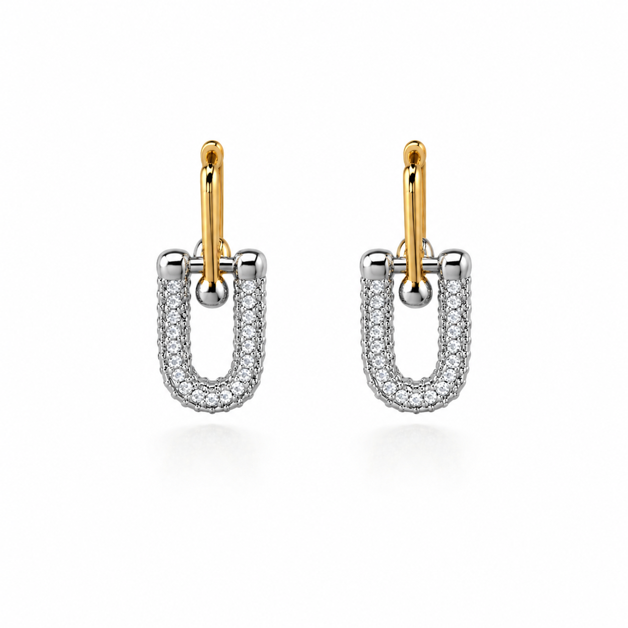 Two-Tone Pavé Drop Earrings