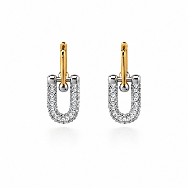 Two-Tone Pavé Drop Earrings