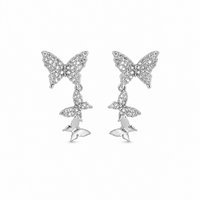 Three Butterfly Silver Earring