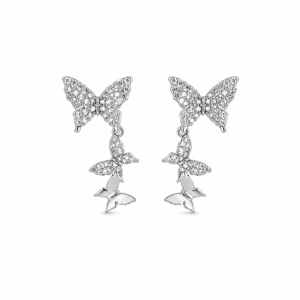 Three Butterfly Silver Earring