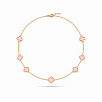 Pink Clover Gold Necklace