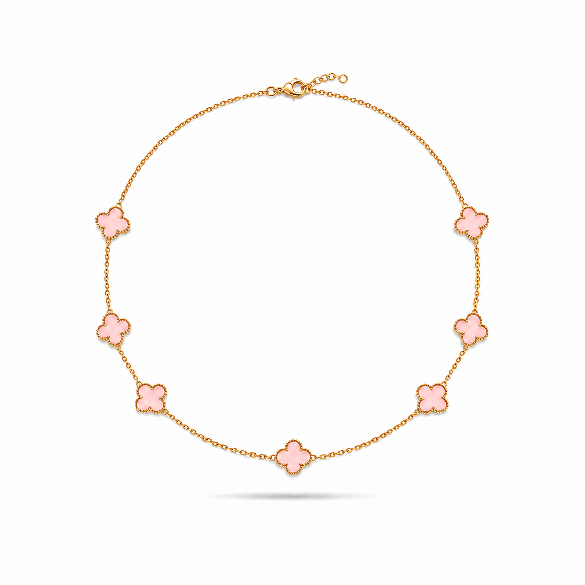 Pink Clover Gold Necklace