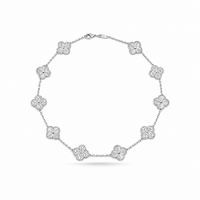 Clover Zircon Silver Necklace