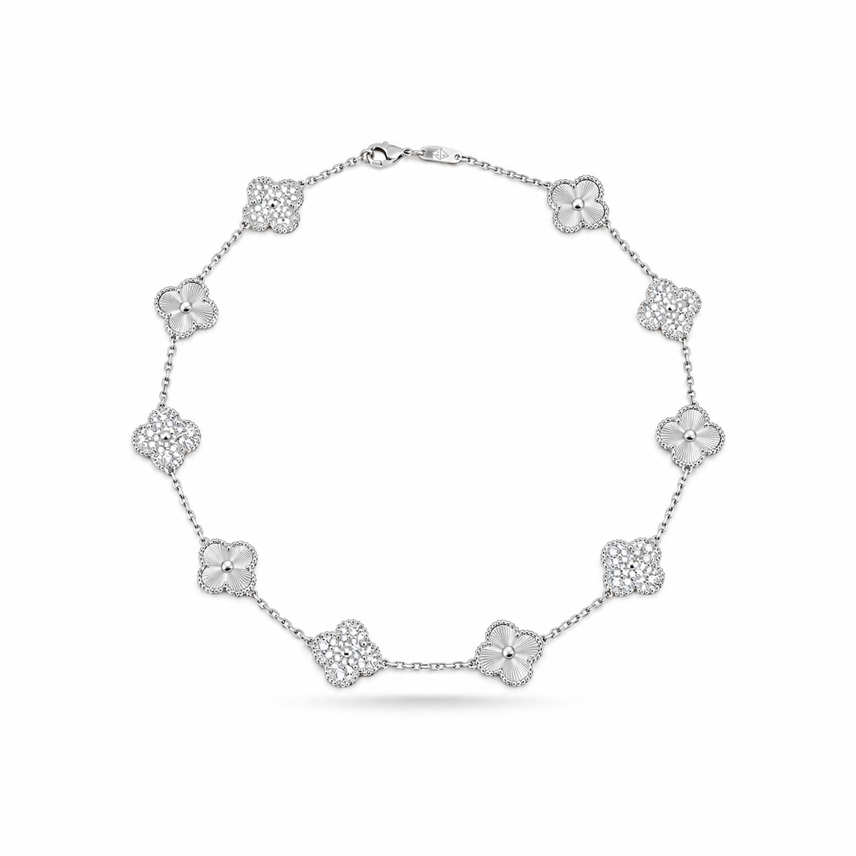 Clover Zircon Silver Necklace