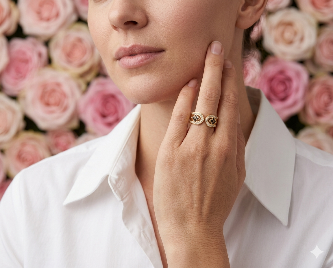 Clover Luxe Double Band Ring