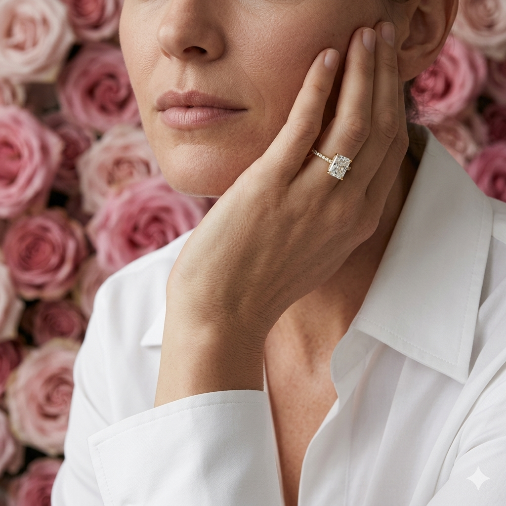 Radiant Solitaire Crystal Gold Ring