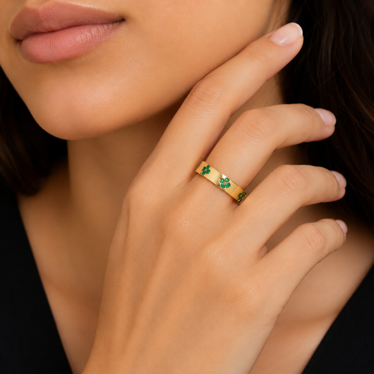 Emerald Blossom Gold Ring