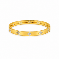 Crystal Clover Gold Bangle