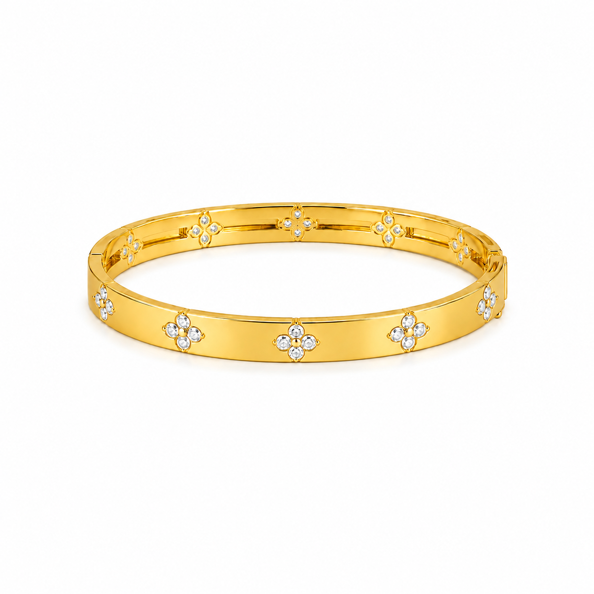 Crystal Clover Gold Bangle
