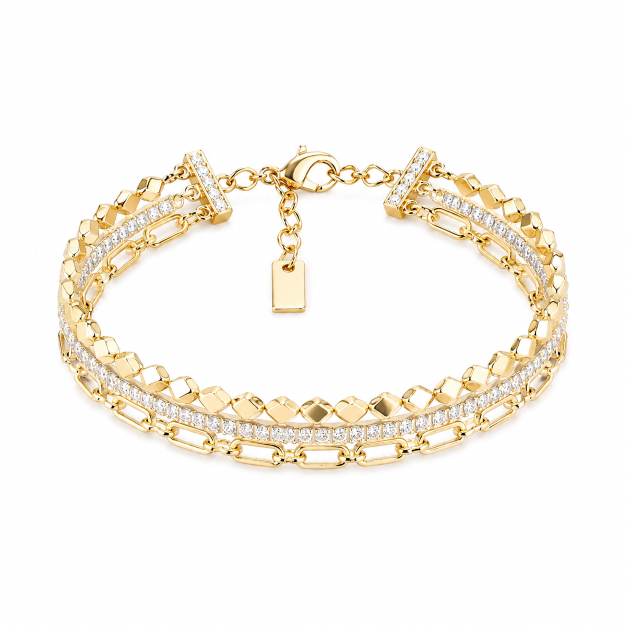 Luxe Layered Crystal Gold Bracelet