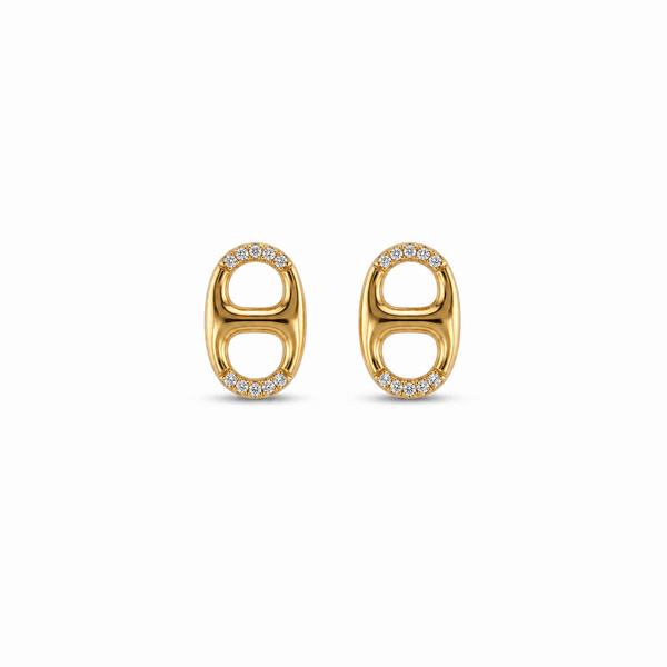 Crystal Double Link Stud Earrings