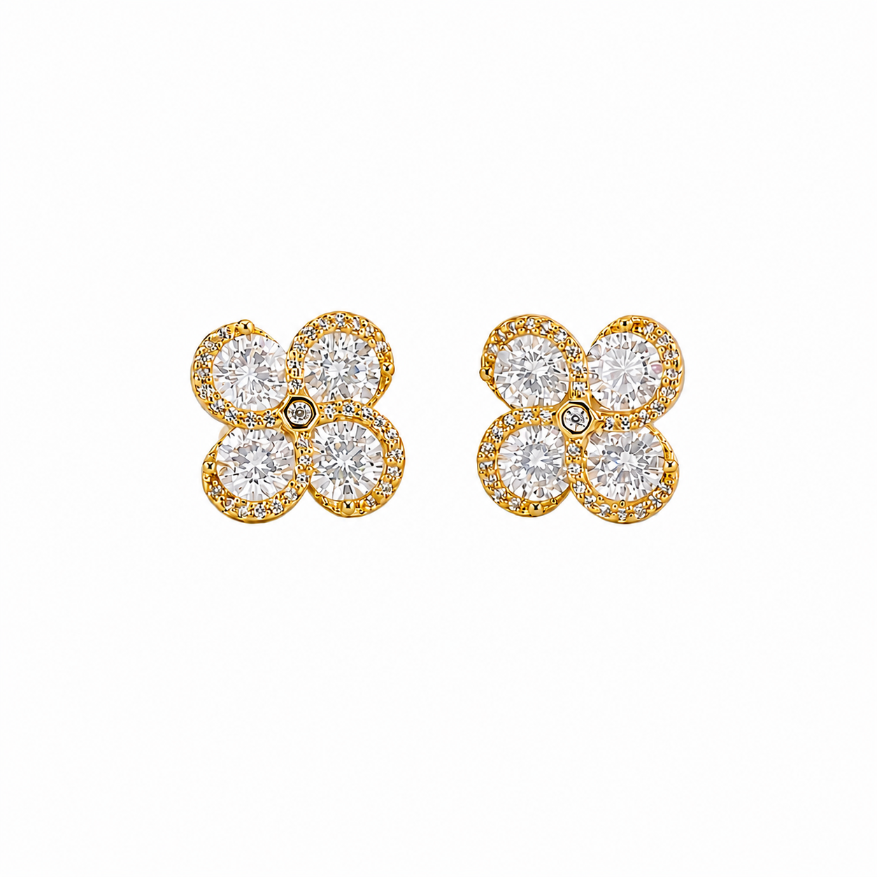 Crystal Flower Stud Earrings