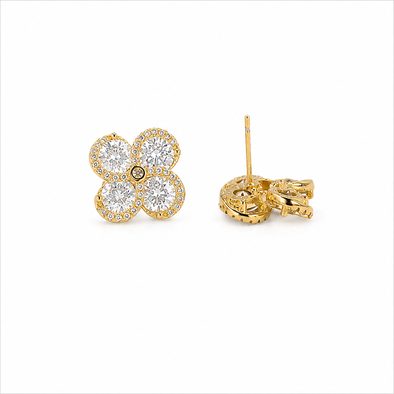 Crystal Flower Stud Earrings