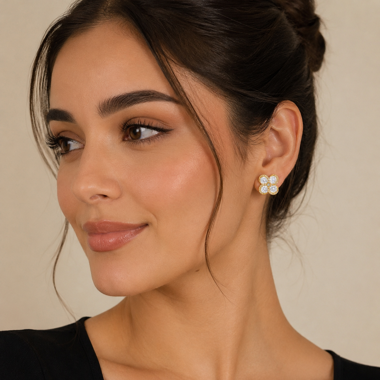 Crystal Flower Stud Earrings