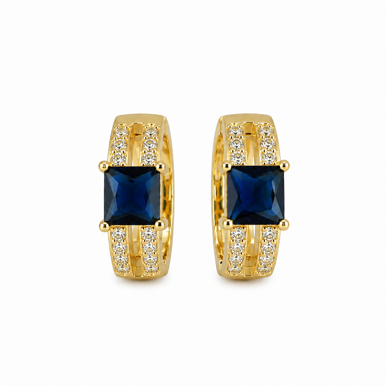 Royal Sapphire Pavé Huggie Earrings