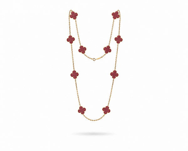 Maroon Clover Layered Necklace