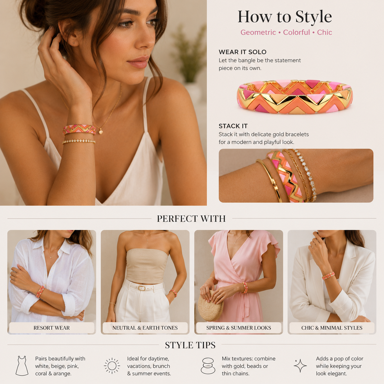 Pink Mosaic Luxe Bangle