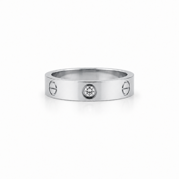 Silver Diamond Screw Ring