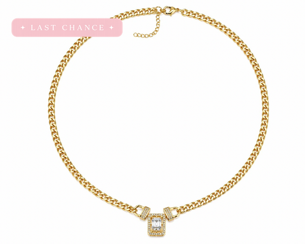 Emerald Drop Cuban Chain Necklace