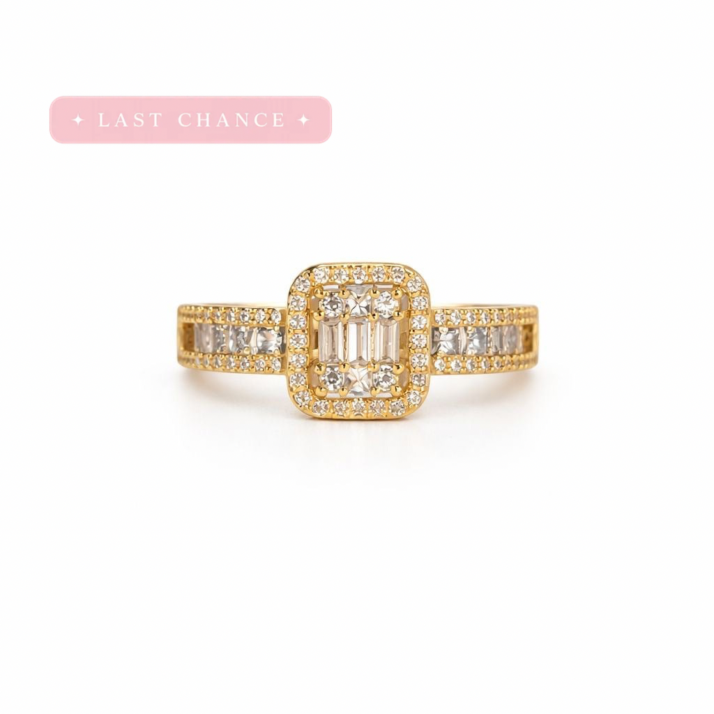 Emerald Cut Halo Ring