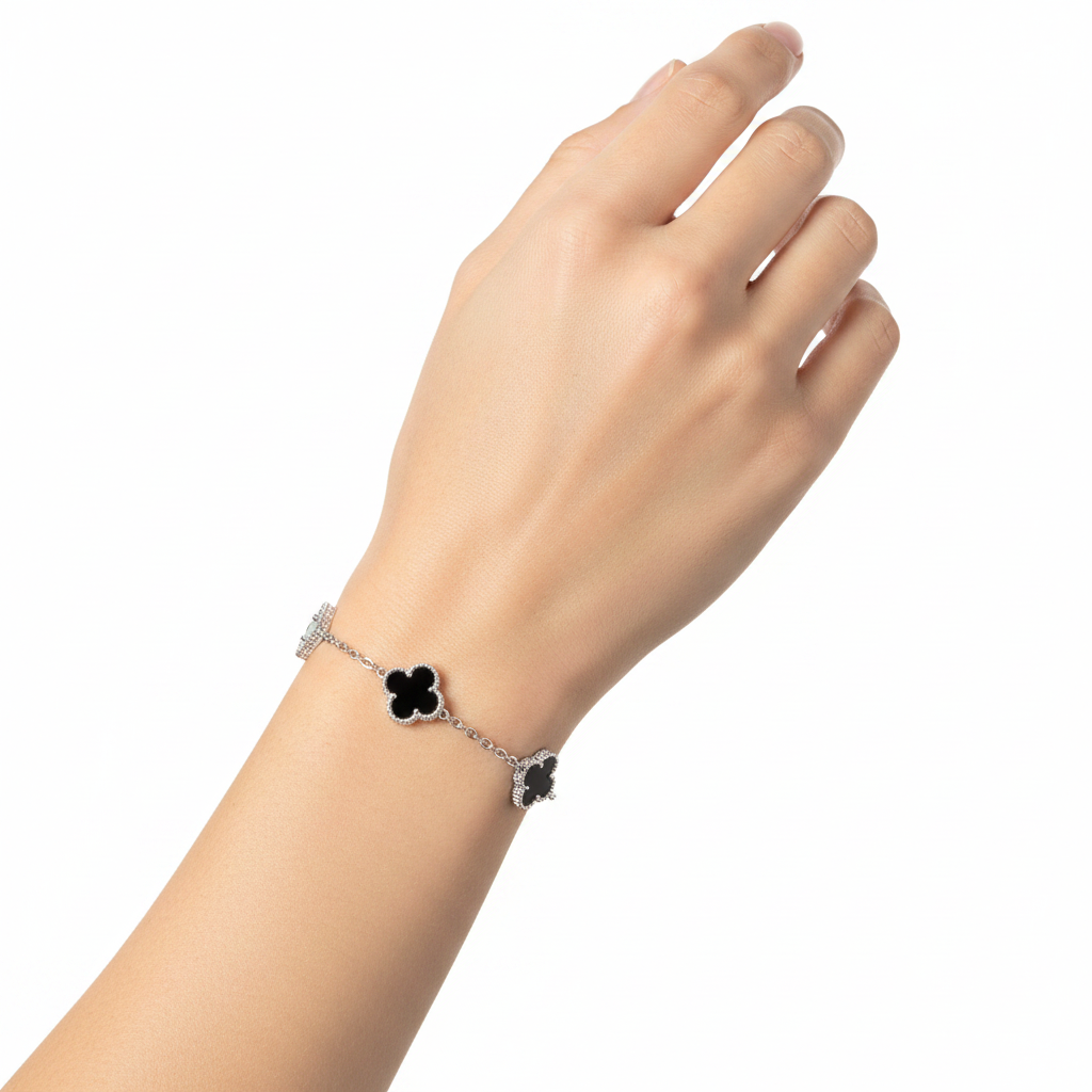 Clover Bracelet – Black & Silver