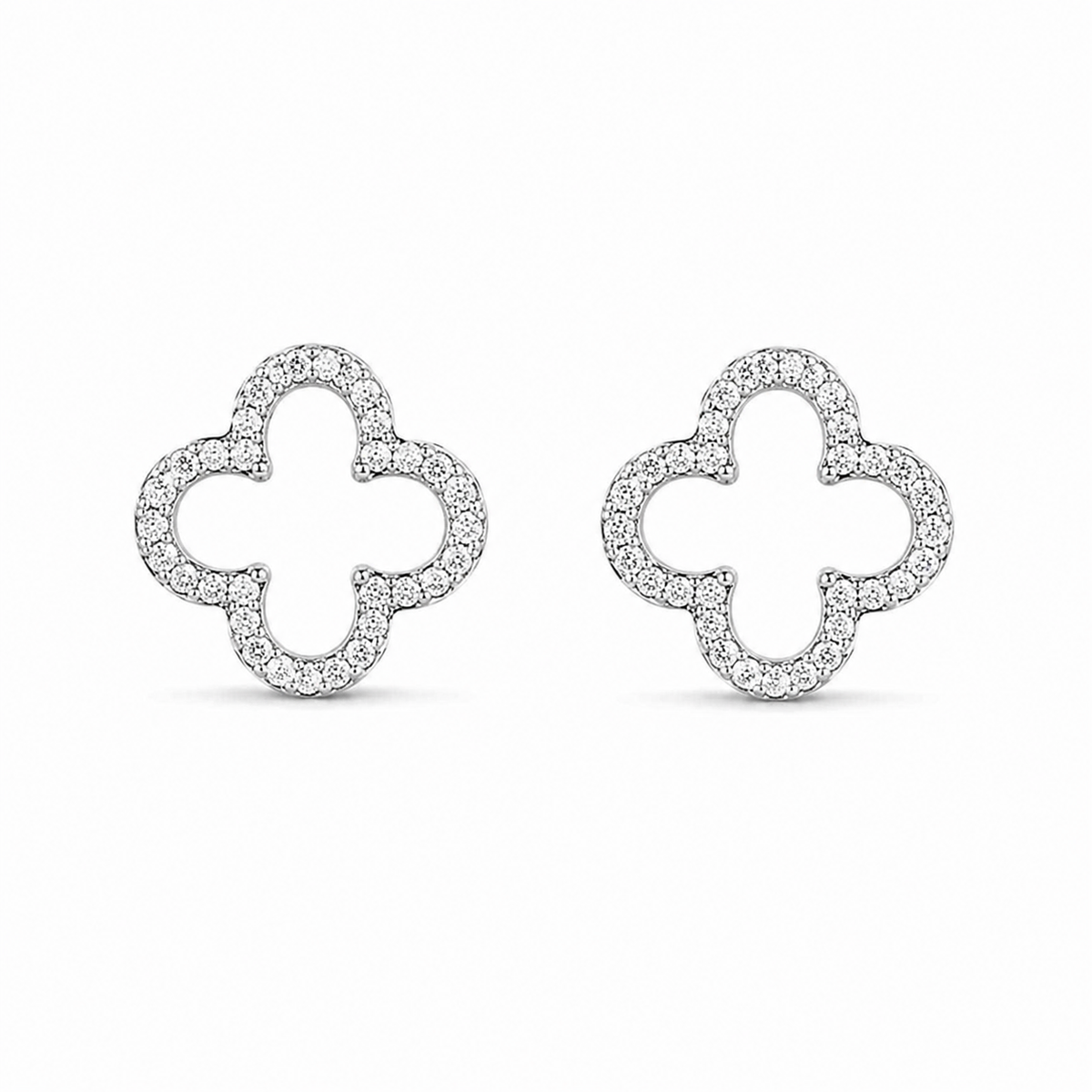 Silver Clover Spark Earrings on