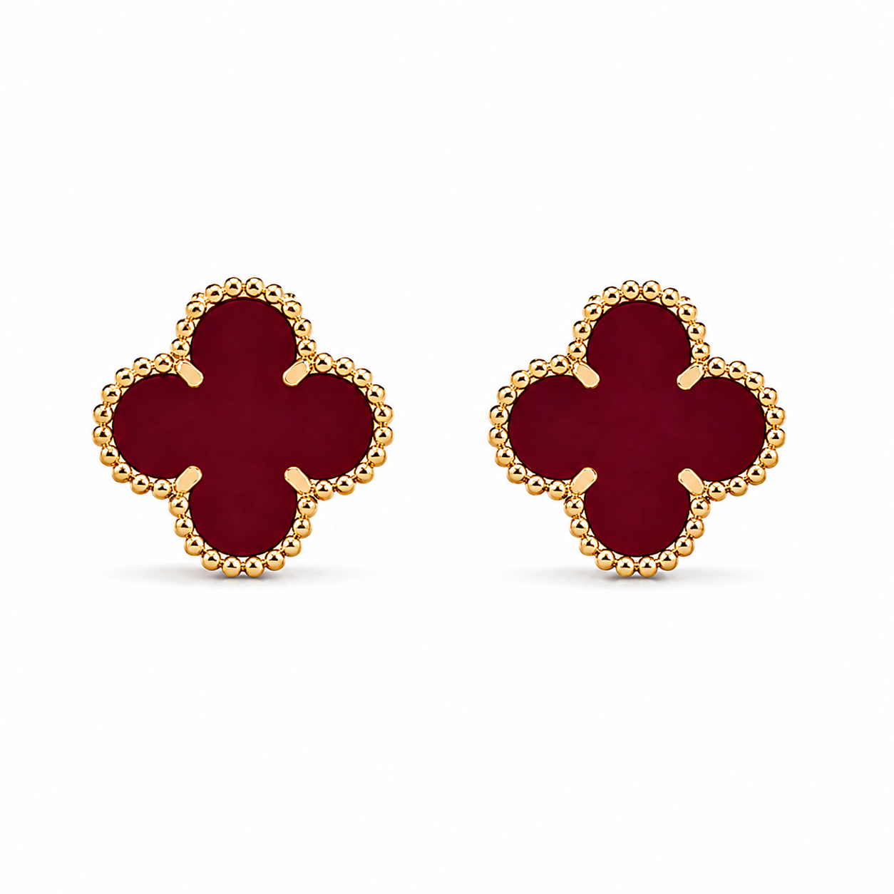Clover Stud Earrings – Maroon Edition