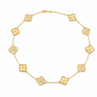 Golden Clover Zircon Necklace