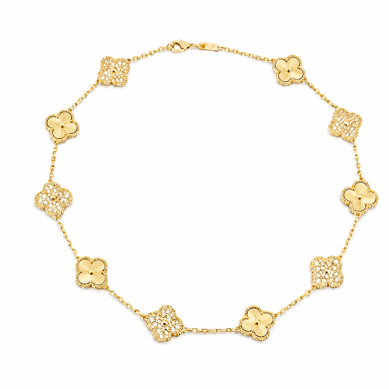 Golden Clover Zircon Necklace
