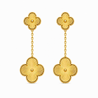 Gold Clover Drop Earrings