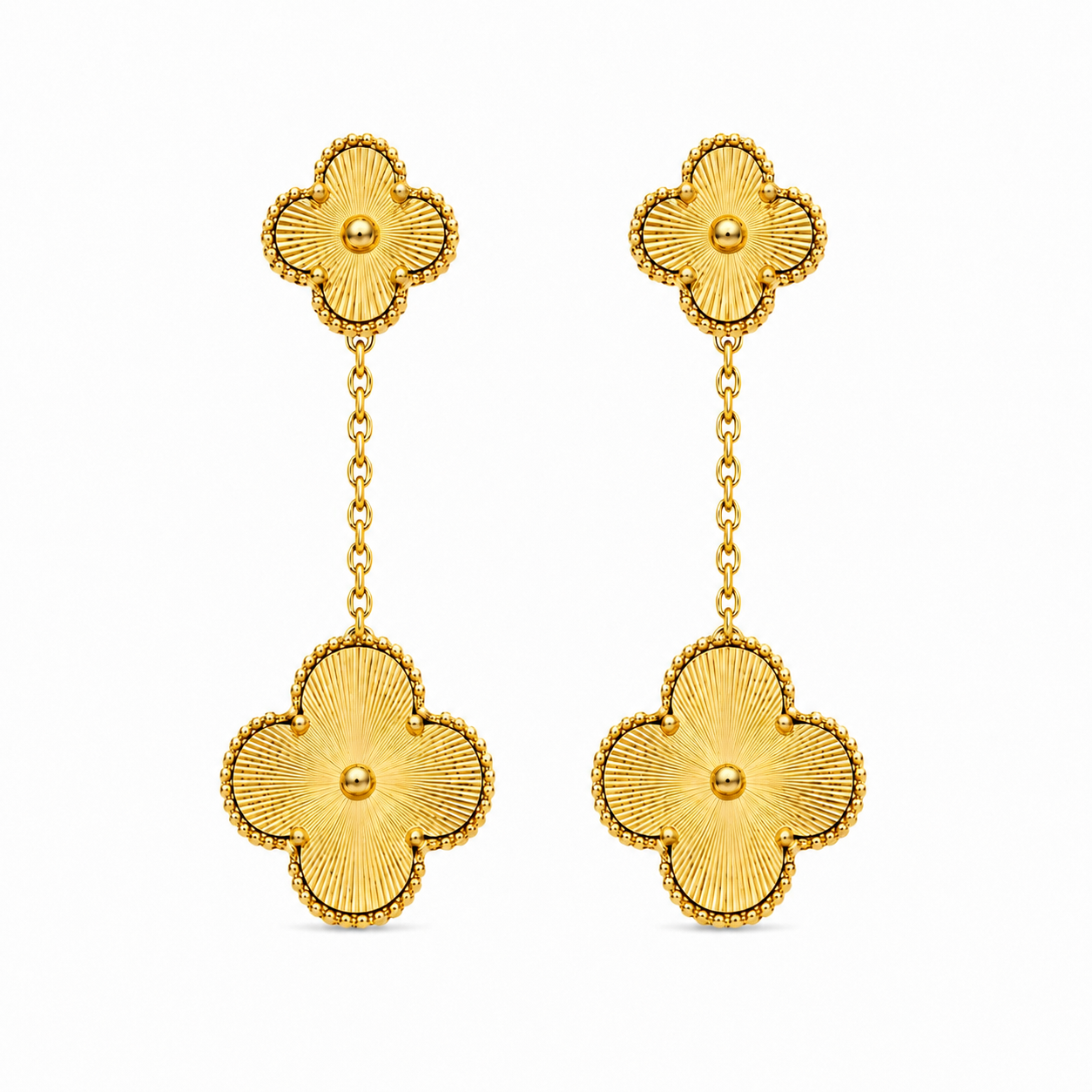 Gold Clover Drop Earrings
