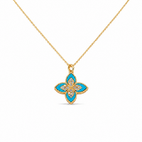 Turquoise Pavé Petal Necklace