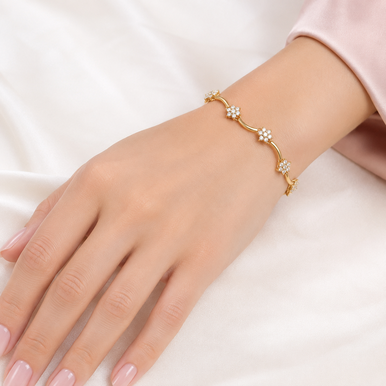 Crystal Blossom Gold Bracelet