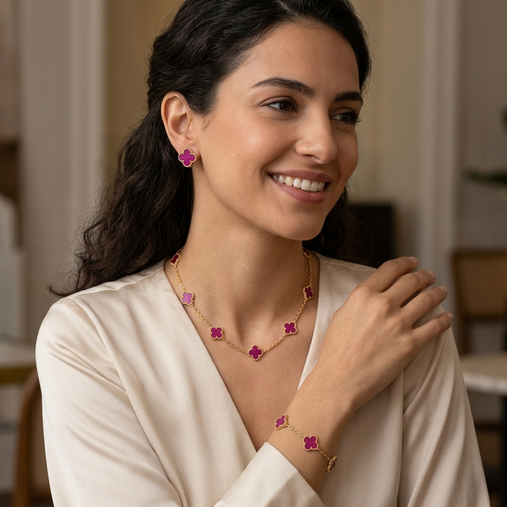 Fuchsia Multi-Clover Necklace