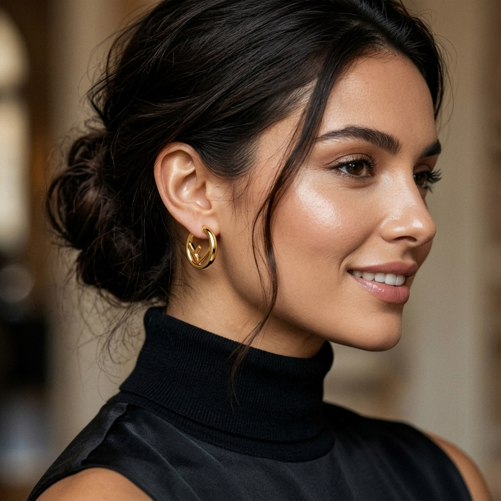 Signature F Hoop Earrings