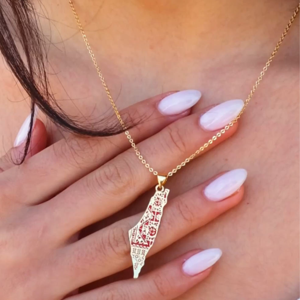 Palestine Embroidery Necklace